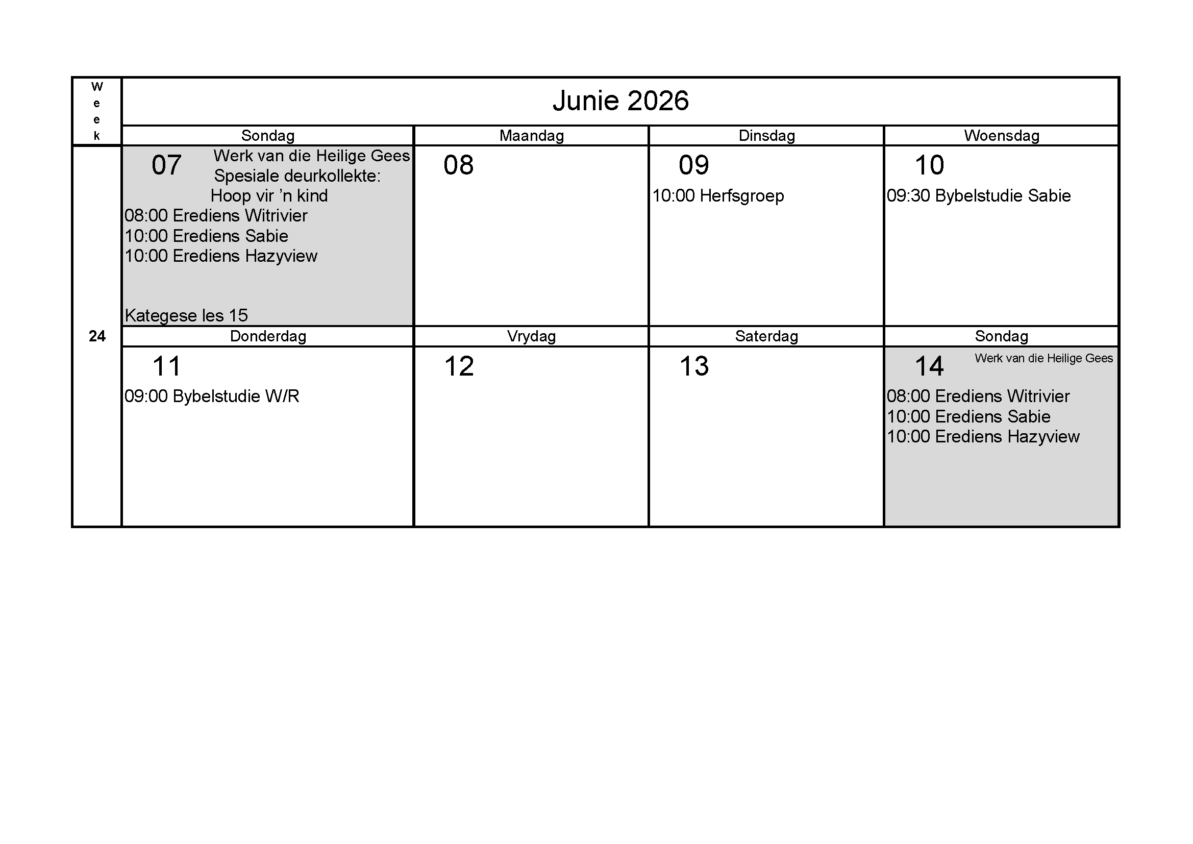 24 Week Dagboek